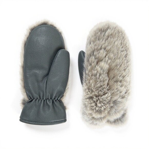 Authentic Rabbit Fur Mittens Made in Japan - Picture 1 of 10